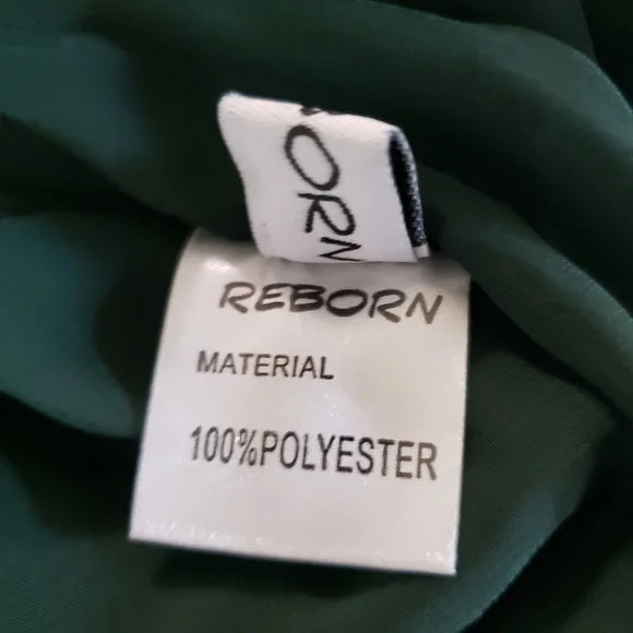 Green Floral Sweetheart Neck Chiffon Dress with Ribbon Straps - Picture 15 of 16